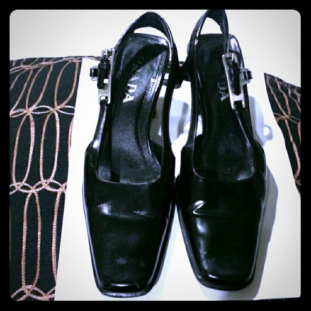 Vintage Prada black leather shoes Sz8.5